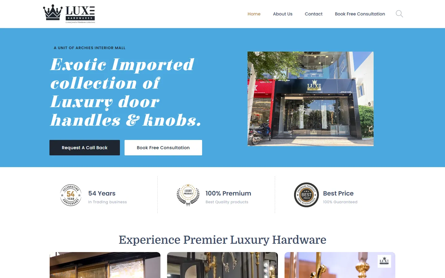 Luxe Hardwares desktop home page