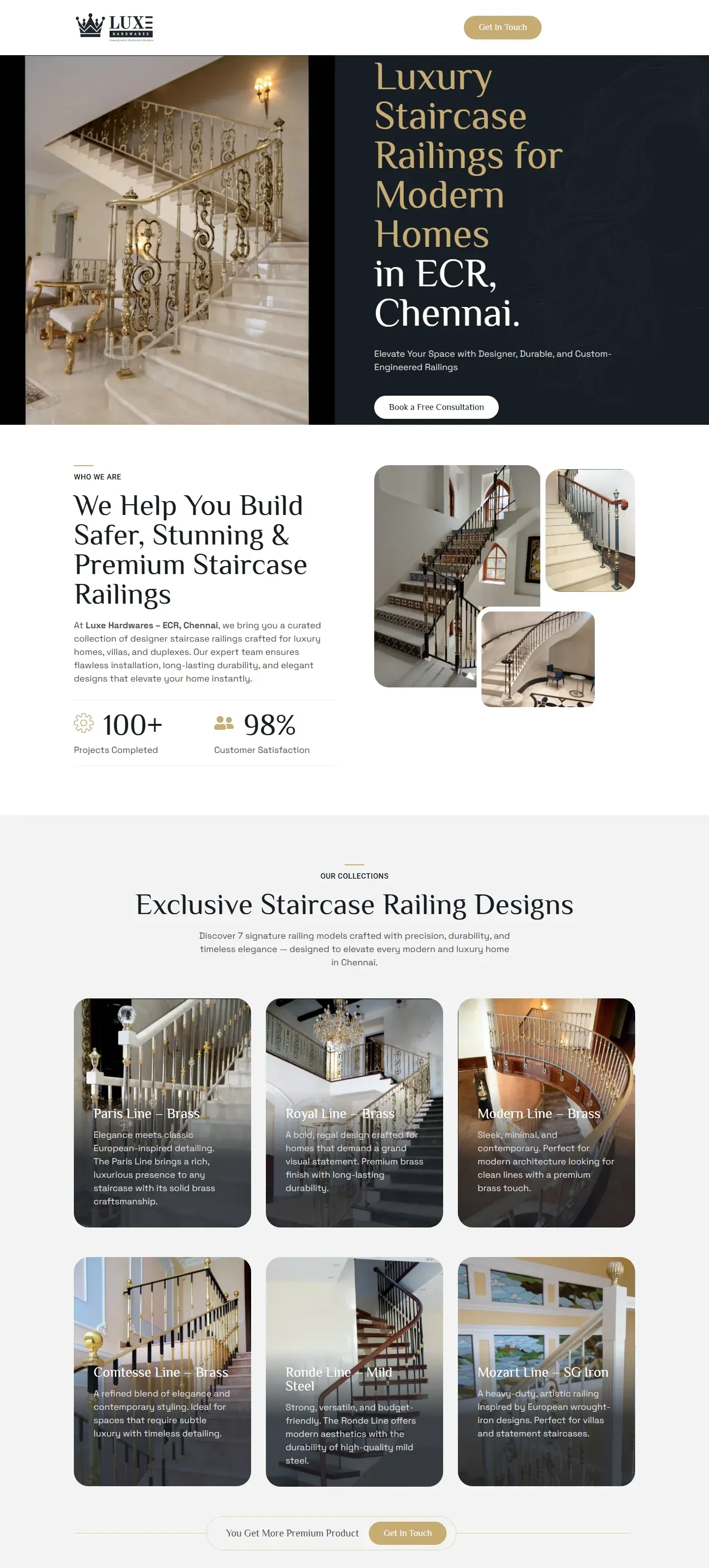 Luxury staircase railings in ECR, Chennai landing page